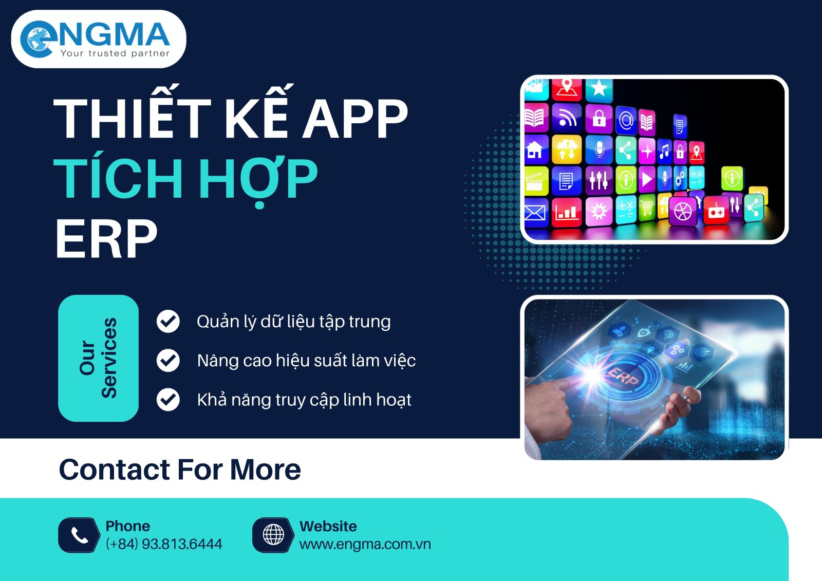 Thiết kế app doanh nghiệp tích hợp ERP giải pháp số hóa tối ưu cùng Engma